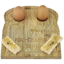 Plateau avec 2 emplacements à oeufs en bambou 24x20cm|Gifi