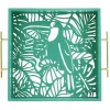 Plateau avec motif tropicaux découpe et fond en verre|Gifi