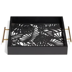 Plateau avec motif tropical ajouré et fond en verre|Gifi Sale
