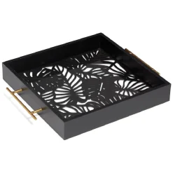 Plateau avec motif tropical ajouré et fond en verre|Gifi Sale
