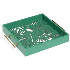 Plateau avec motif tropical ajouré et fond en verre|Gifi Sale