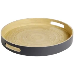 Plateau bambou contour coloré 35x35xH5cm|Gifi Discount