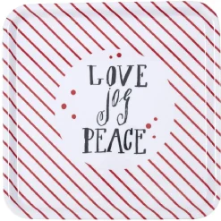 Plateau carré motif rayure rouge inscription Love Jog Peace|Gifi Clearance