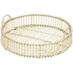 Plateau déco rond en bambou et métal|Gifi New