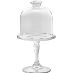 Plateau de présentation sur pied avec cloche Ø10cm verre transparent|Gifi