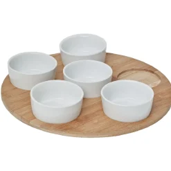 Sale Plateau de service avec 6 coupelles blanches Vaisselle Et Accessoires De Table