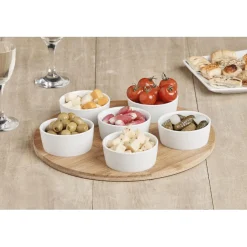 Sale Plateau de service avec 6 coupelles blanches Vaisselle Et Accessoires De Table