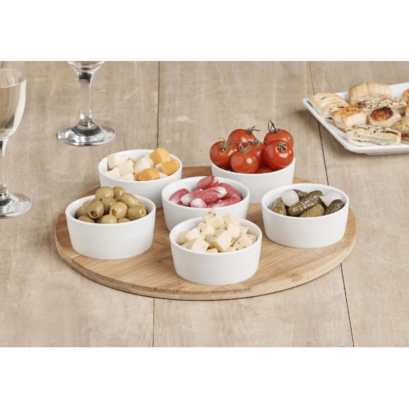 Sale Plateau de service avec 6 coupelles blanches Vaisselle Et Accessoires De Table