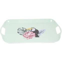 Plateau de service bleu motif oiseau tropical|Gifi Best