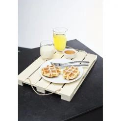 Plateau de service en bois à poser avec anses cordes|Gifi Online