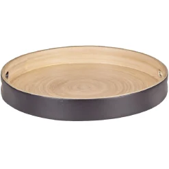 Plateau de service rond en bambou noir|Gifi Sale