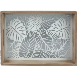 Plateau en verre et bois|Gifi Discount