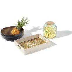 Plateau en verre et bois|Gifi Discount