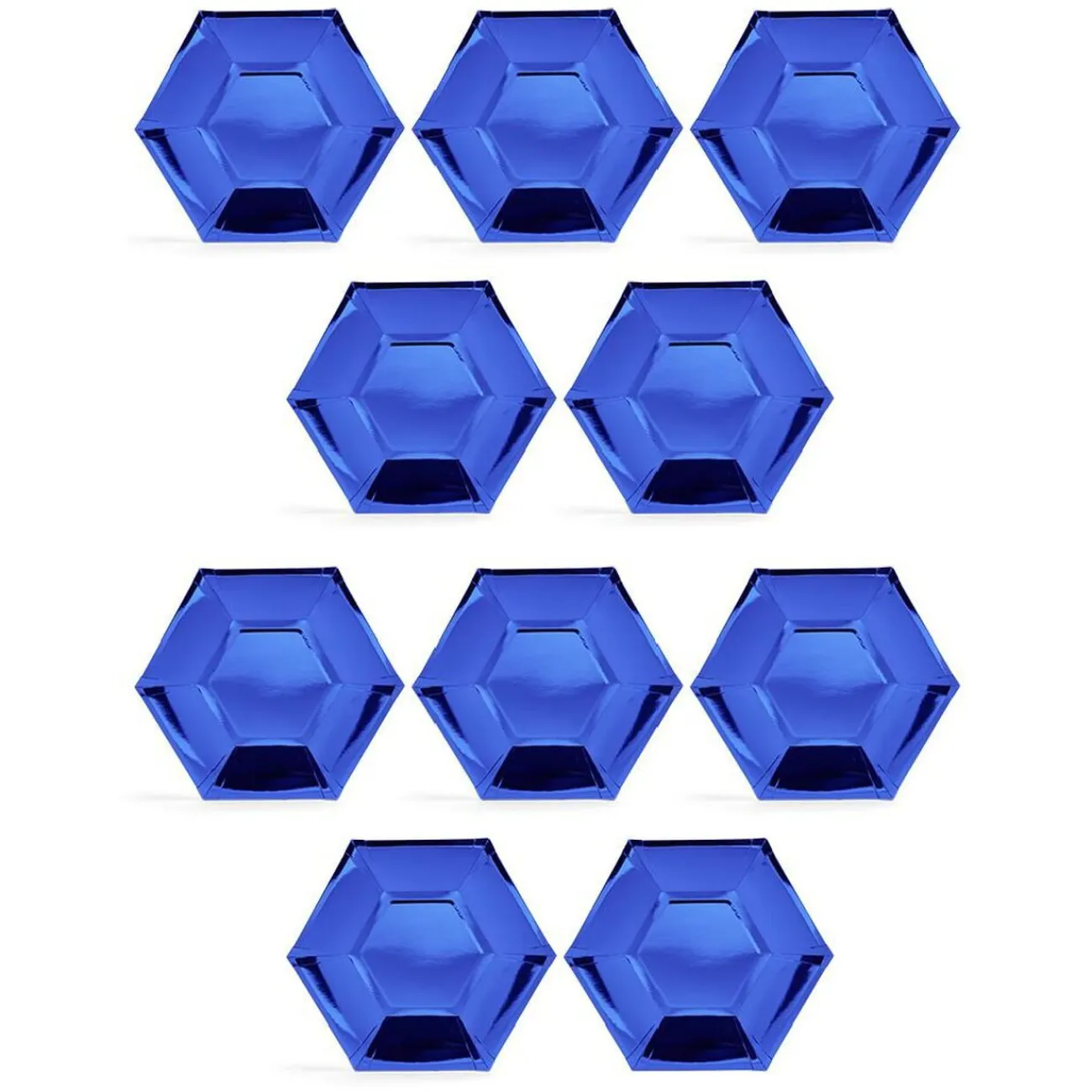 Plateau hexagonal carton bleu métallisé Ø26cm x10|Gifi
