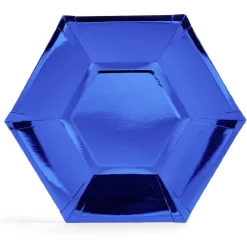 Plateau hexagonal carton bleu métallisé Ø26cm x10|Gifi