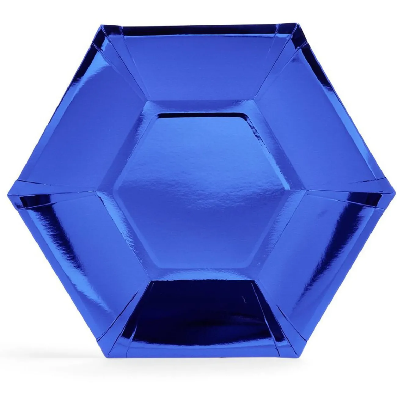 Plateau hexagonal carton bleu métallisé Ø26cm x10|Gifi