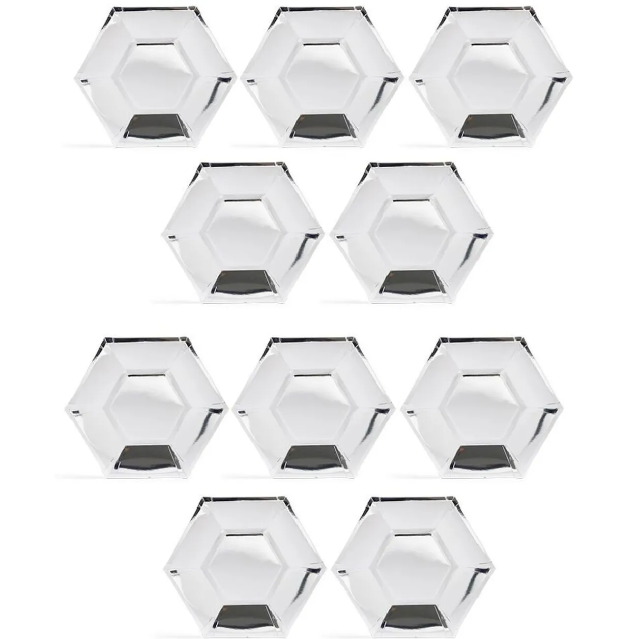 Plateau hexagonal carton argenté métallisé Ø26cm x10|Gifi Hot
