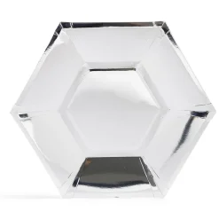 Plateau hexagonal carton argenté métallisé Ø26cm x10|Gifi Hot