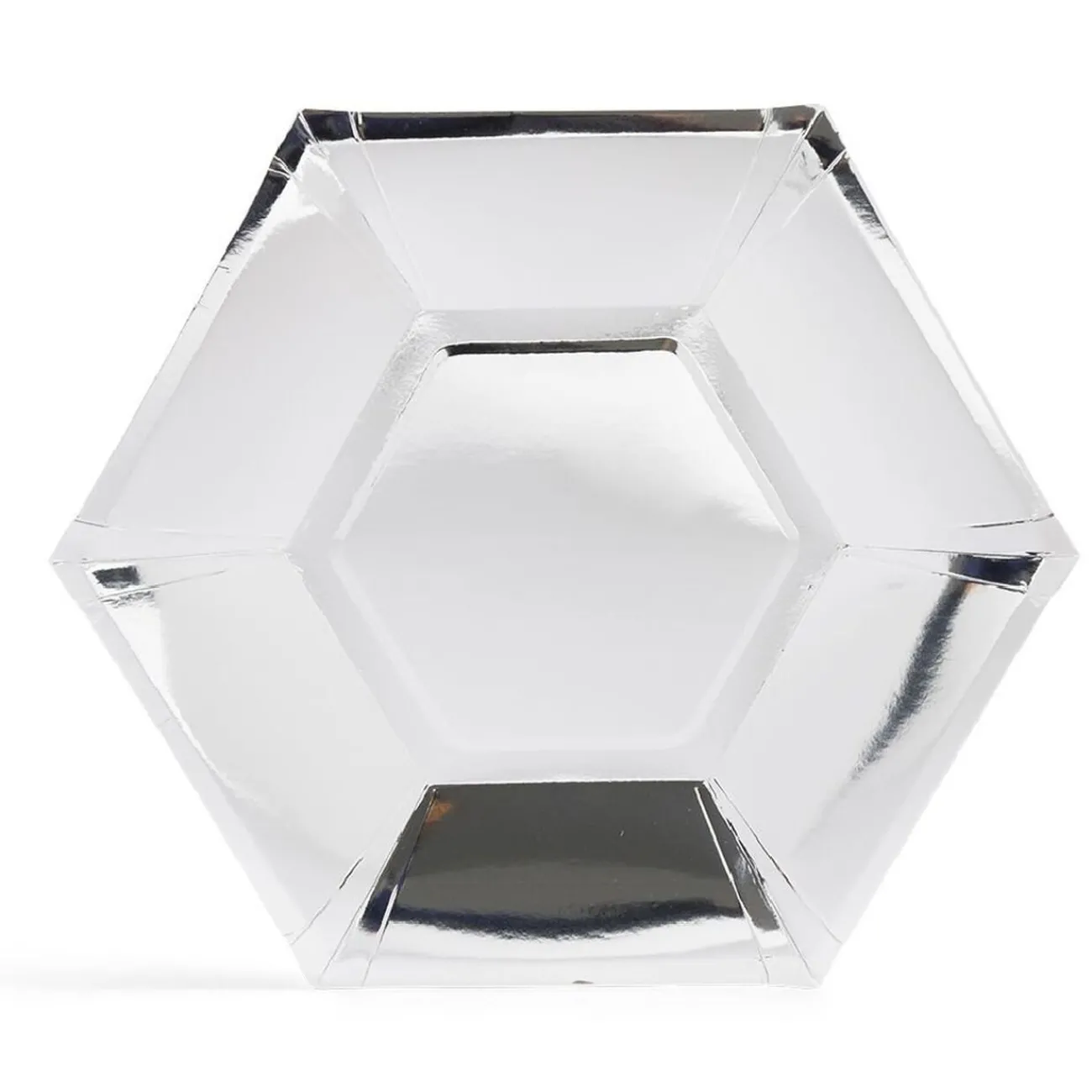 Plateau hexagonal carton argenté métallisé Ø26cm x10|Gifi Hot