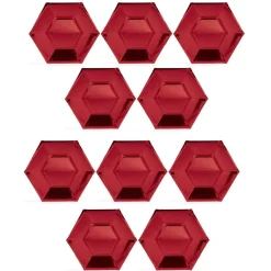 Plateau hexagonal carton rouge métallisé Ø26cm x10|Gifi Sale