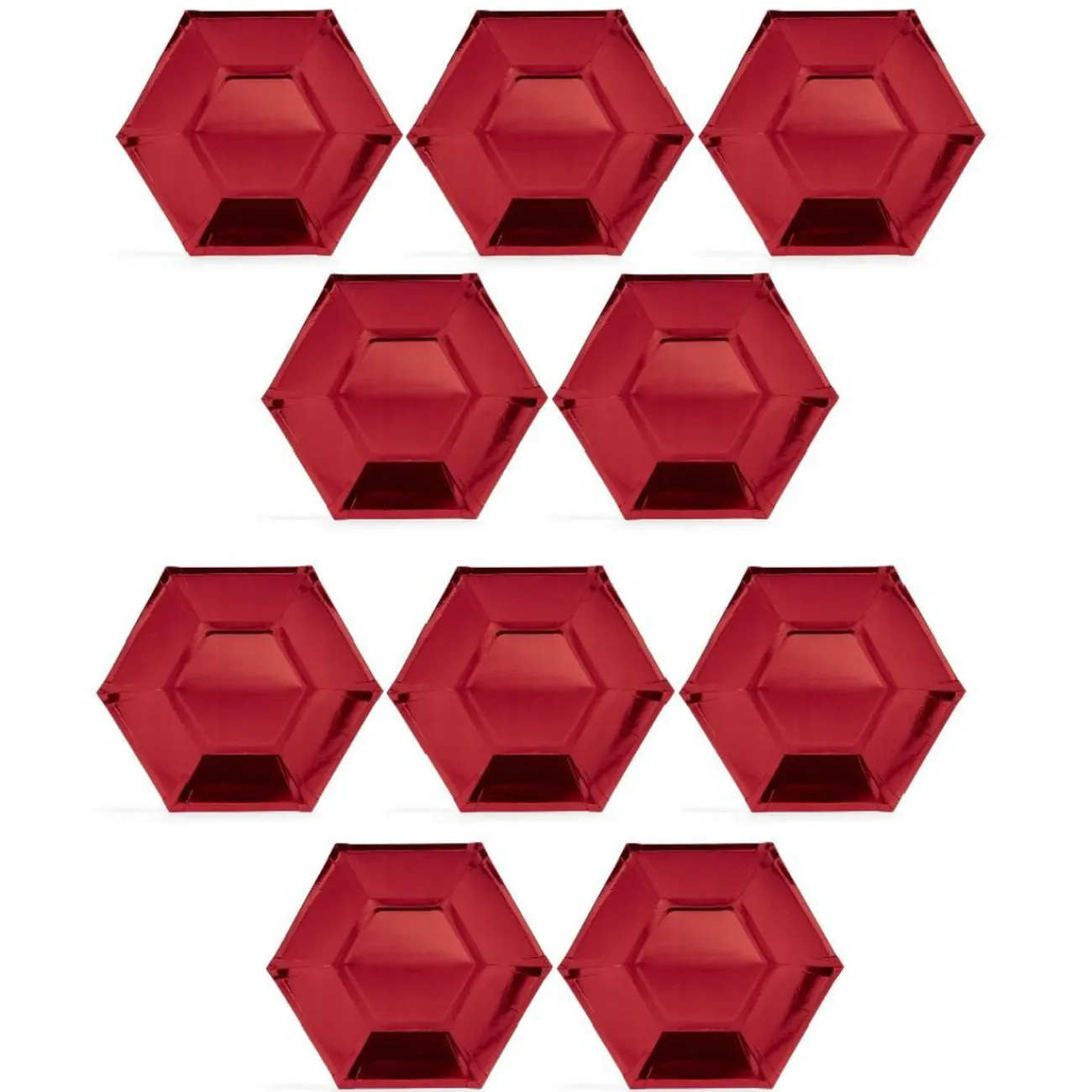 Plateau hexagonal carton rouge métallisé Ø26cm x10|Gifi Sale