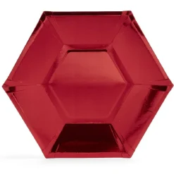 Plateau hexagonal carton rouge métallisé Ø26cm x10|Gifi Sale
