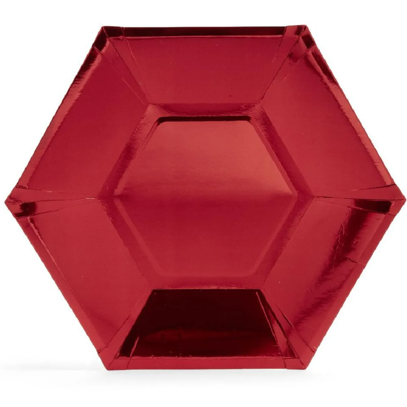 Plateau hexagonal carton rouge métallisé Ø26cm x10|Gifi Sale