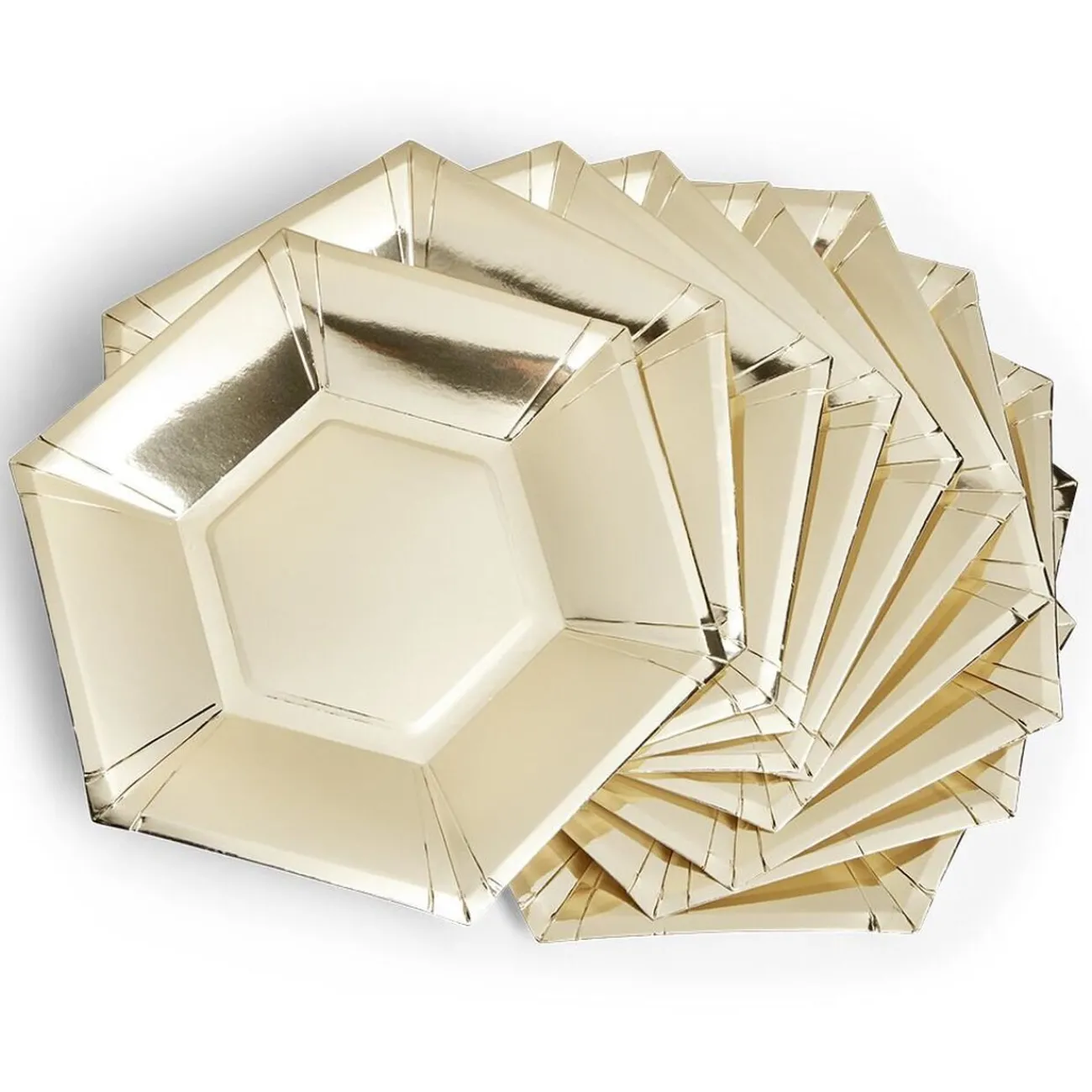 Plateau hexagonal carton doré métallisé Ø26cm x10|Gifi Clearance