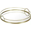 Plateau miroir rond contour métal doré|Gifi New