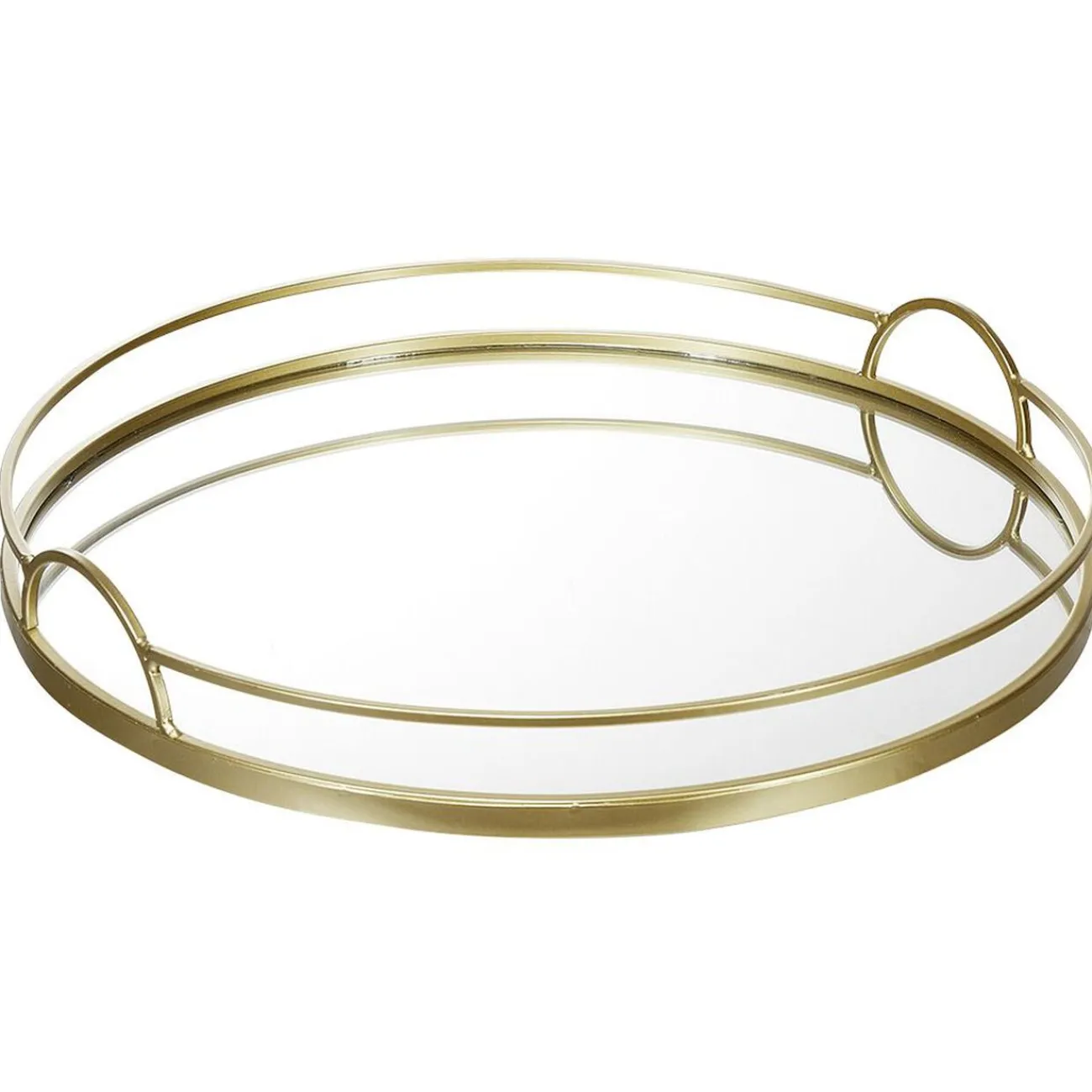 Plateau miroir rond contour métal doré|Gifi New