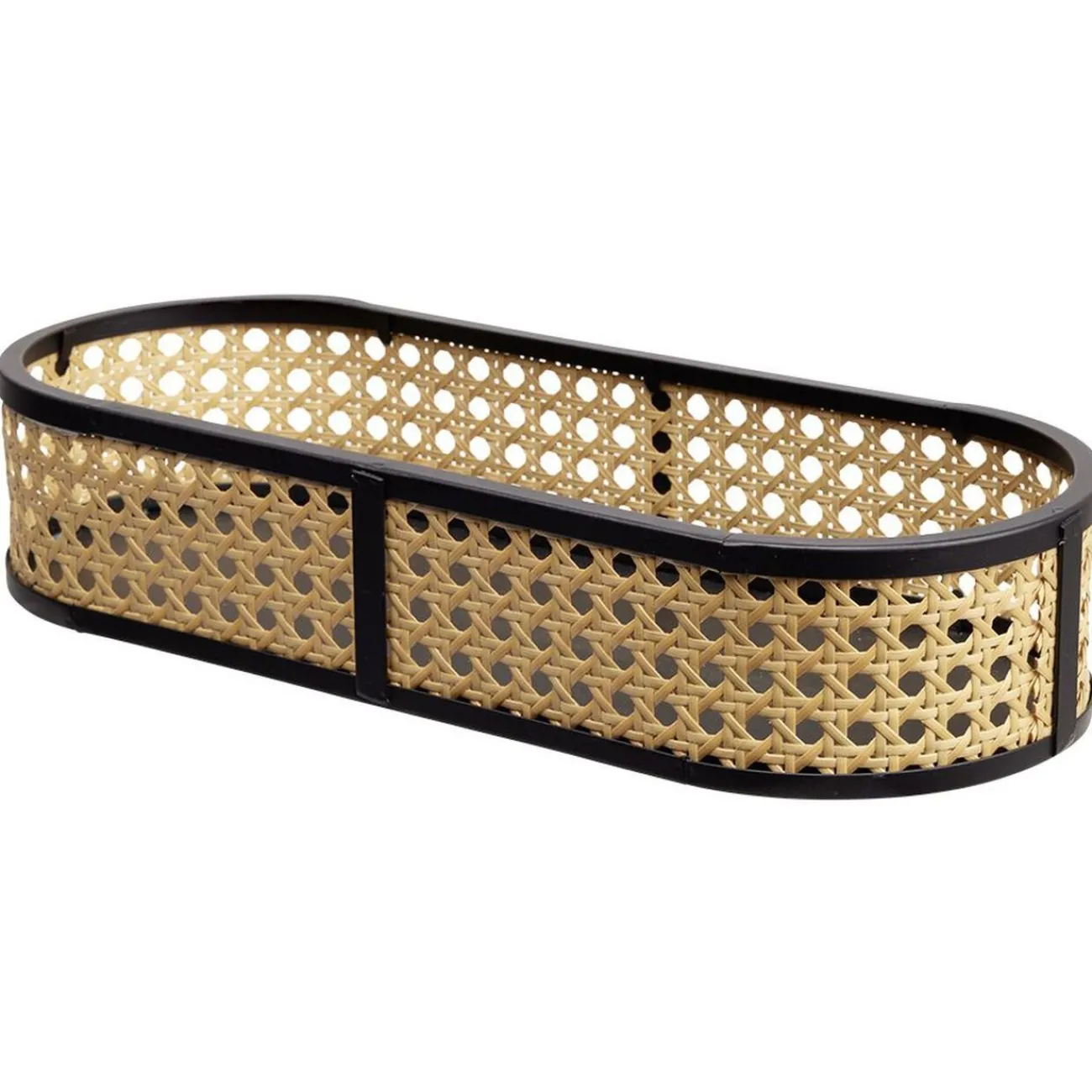 Plateau ovale cannage rotin naturel noir|Gifi Online