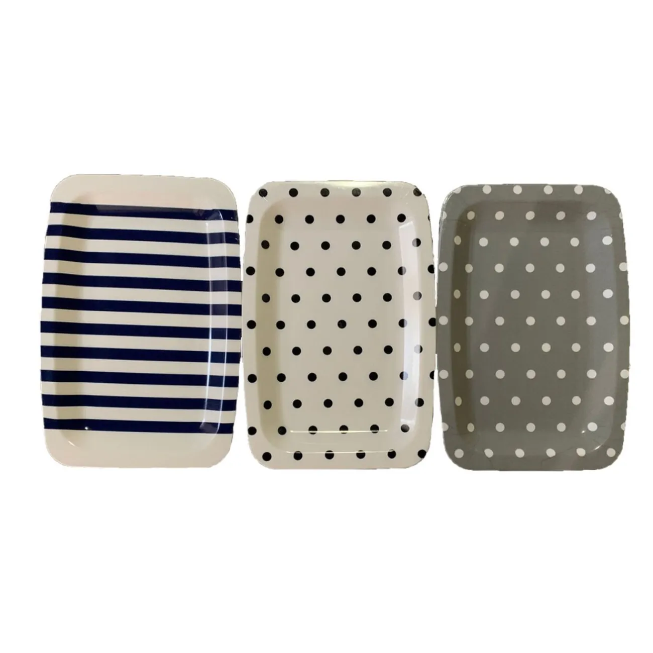 Plateau plastique rayé ou à pois 33x22xH1,5cm|Gifi New