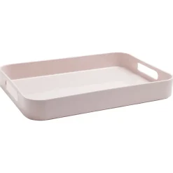 Plateau rectangulaire avec poignées uni rose|Gifi Sale