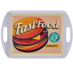 Outlet Plateau rectangulaire blanc style fast food motif hamburger Vaisselle Et Accessoires De Table
