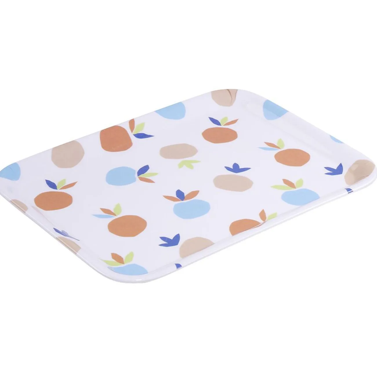 Plateau rectangulaire blanc motif fruit orange bleu plastique 29x22cm Vaisselle Et Accessoires De Table