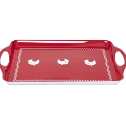 Plateau rectangulaire design poule mélaminé rouge et blanc|Gifi Best