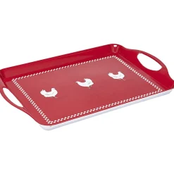 Plateau rectangulaire design poule mélaminé rouge et blanc|Gifi Best