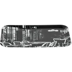 Plateau rectangulaire mélamine design bistrot noir et blanc|Gifi