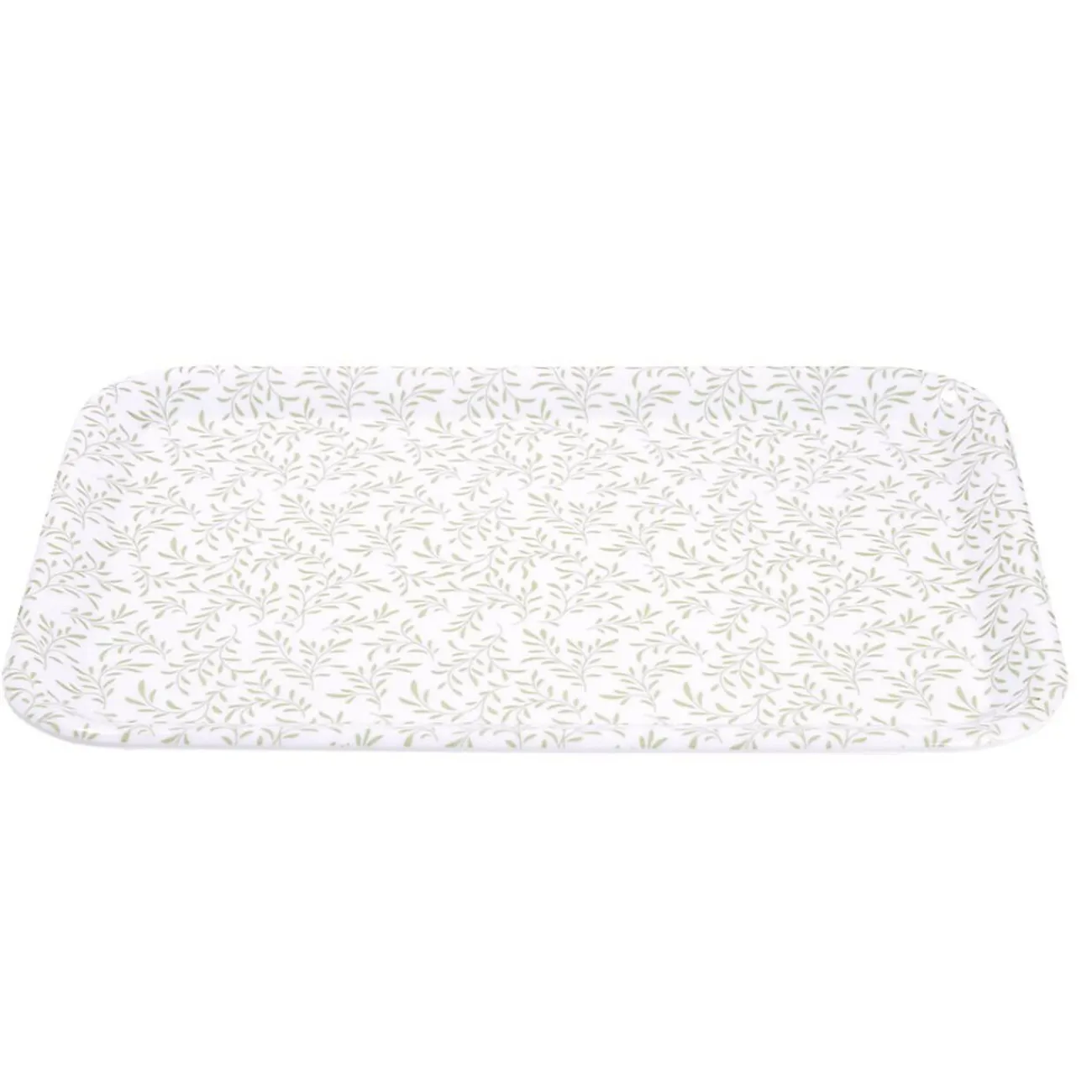 Plateau rectangulaire motif feuillage blanc et vert 27x38cm Vaisselle Et Accessoires De Table