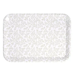 Plateau rectangulaire motif feuillage blanc et vert 27x38cm Vaisselle Et Accessoires De Table