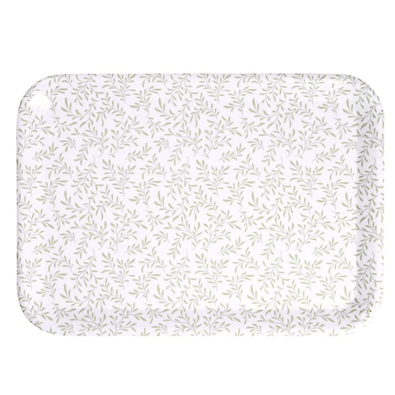 Plateau rectangulaire motif feuillage blanc et vert 27x38cm Vaisselle Et Accessoires De Table