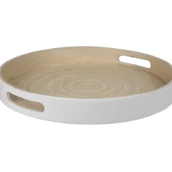 Outlet Plateau rond bambou bicolore blanc naturel Vaisselle Et Accessoires De Table