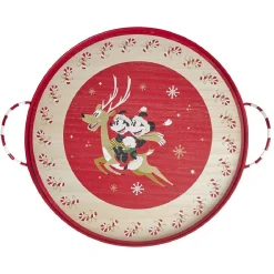 Plateau rond Disney Mickey en bois avec anse métal Ø35cm|Gifi Sale