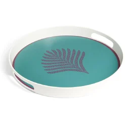 Outlet Plateau rond feuille exotique mélaminé vert Ø34,5xH4,1cm Vaisselle Et Accessoires De Table