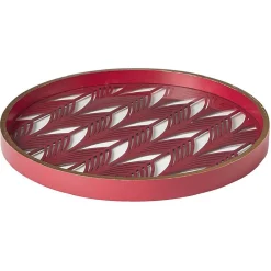 Plateau rond inspiration orientale en métal et bois rouge ou gris|Gifi Best