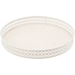 Plateau rond métal motif mandala rose gris ou vert|Gifi Clearance