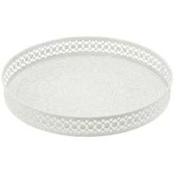 Plateau rond métal motif mandala rose gris ou vert|Gifi Clearance