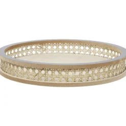 Plateau rond rotin et osier Ø30cm naturel et gris|Gifi