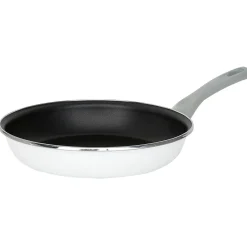 New Poêle anti adhérente acier émaillé noir et blanc Ø28cm Cuisson