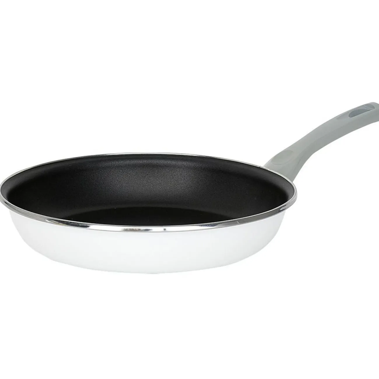 New Poêle anti adhérente acier émaillé noir et blanc Ø28cm Cuisson